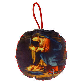 Virgen con Jesús bola árbol Navidad tela 9 cm