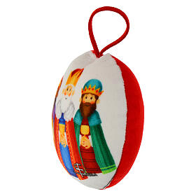 Three Wise Men fabric sphere with white background, diameter 9 cm