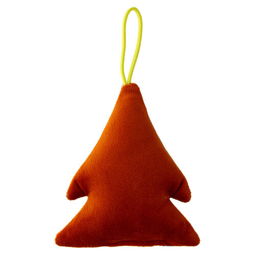 Weihnachtsanhänger, aus Stoff, Tannenbaumform, mit Druckmotiv der Geburt Christi – 10 × 9 cm 3