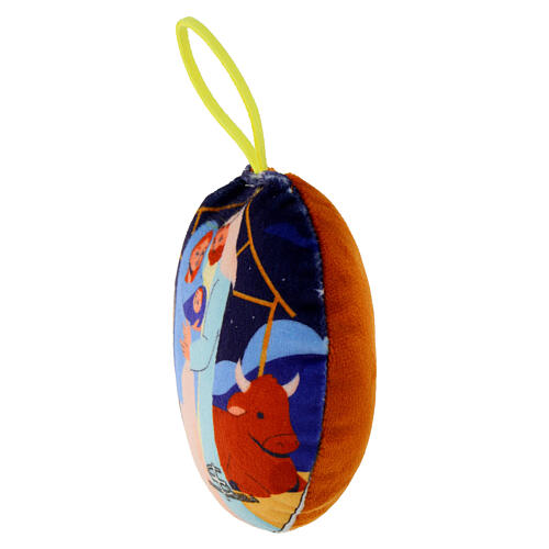 Pallina in tessuto per albero con Natività diametro 9 cm 2
