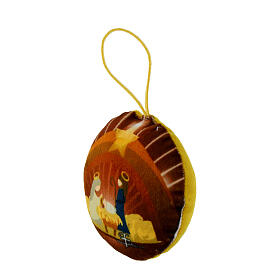 Nativity Scene on fabric Christmas ball, 3.5 in