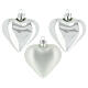 Set 3 pz palline Natale cuore argento vetro 8 cm s2