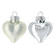 Box of 8 pcs Christmas baubles heart silver recycled glass 4 cm s2