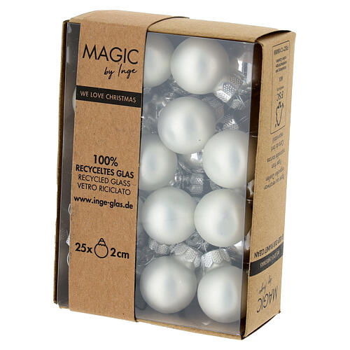 Set 25 pcs boules Noêl argent verre recyclé 2 cm 1