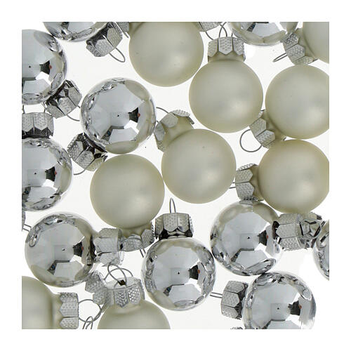 Set 25 pcs boules Noêl argent verre recyclé 2 cm 2