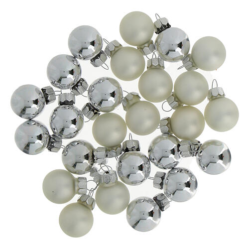 Set 25 pcs boules Noêl argent verre recyclé 2 cm 3