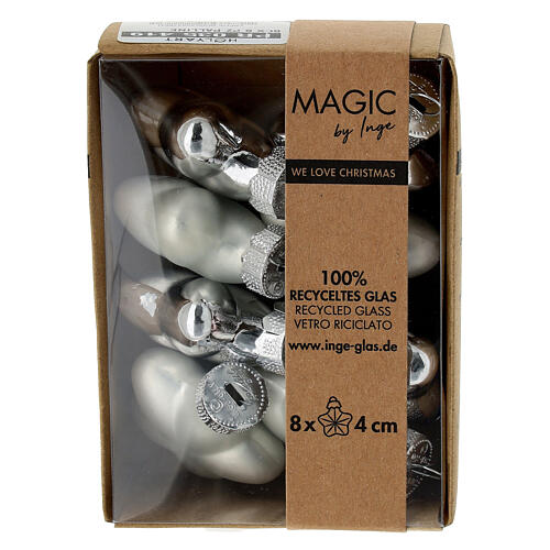 Box 8 pz palline Natale stella argento vetro riciclato 4 cm 1