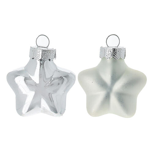 Box 8 pz palline Natale stella argento vetro riciclato 4 cm 2
