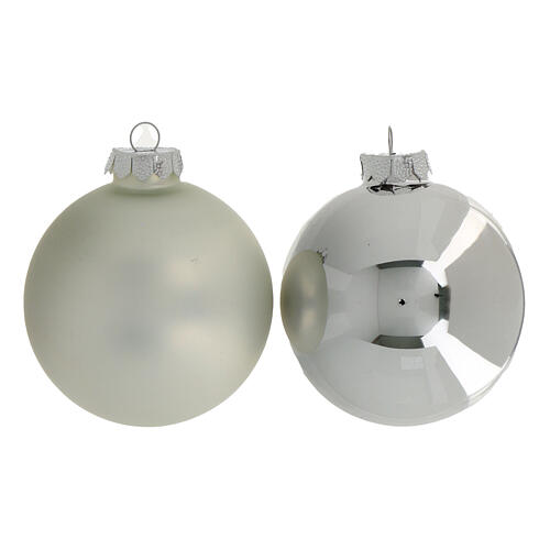 Box of 6 pcs silver Christmas tree spheres 10 cm 3