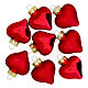 Box of 8 pcs red heart Christmas baubles recycled glass 4 cm s2