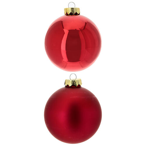 Box of 6 red Christmas balls, 4 in 1