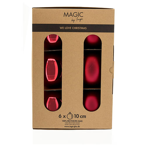 Boîte 6 pcs boules de Noël rouges 10 cm 2