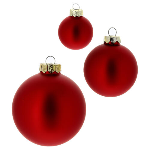 Set of 16 Christmas balls, red glass, 1.6-2.4x3 in 2