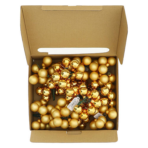 Box 12 palline Natale grappoli color oro vetro 2,5 cm 3