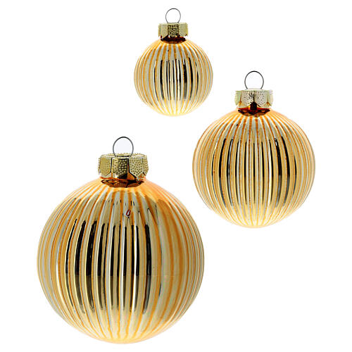 Set of 16 gold-colored glass Christmas baubles 4, 6 and 8 cm 2