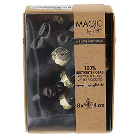 Caja 8 bolas Navidad forma estrellas color negro vidrio reciclado 4 cm