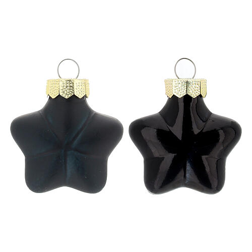 Caja 8 bolas Navidad forma estrellas color negro vidrio reciclado 4 cm 2