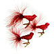 Christmas tree ornaments, set of 3 birds with feathers, red recycled glass, 1.8 in s2