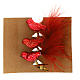 Christmas tree ornaments, set of 3 birds with feathers, red recycled glass, 1.8 in s3