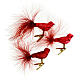 Addobbo albero Natale uccellini piuma 3 pz vetro riciclato rosso 4,5 cm s2