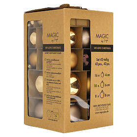 Boîte 42 pcs boules Noël marron bronze verre dimensions 4-6-8 cm