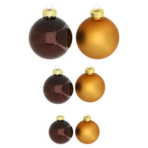 Conjunto 42 peças bolas Natal castanho e bronze vidro medidas 4-6-8 cm 4