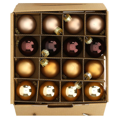 Box of 42 pcs brown bronze glass Christmas baubles, sizes 4, 6 and 8 cm 2