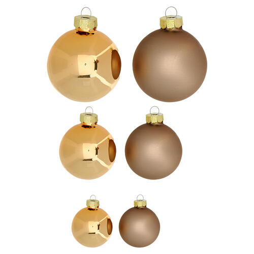 Box of 42 pcs brown bronze glass Christmas baubles, sizes 4, 6 and 8 cm 3