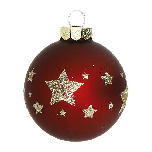 Weihnachtskugeln, 30er-Set, aus recyceltem Glas, rot-bordeaux-altrosa, Ø 6 cm 7