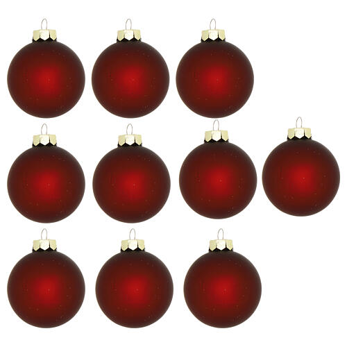 Set of 30 Christmas balls, red burgundy and old pink recycled glass, 2.4 in 4