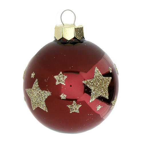 Set of 30 Christmas balls, red burgundy and old pink recycled glass, 2.4 in 10