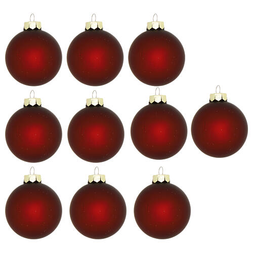 Set 30 palline Natale rosso-bordeaux e rosa antico vetro riciclato 6 cm 4