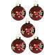 Set 30 palline Natale rosso-bordeaux e rosa antico vetro riciclato 6 cm s6