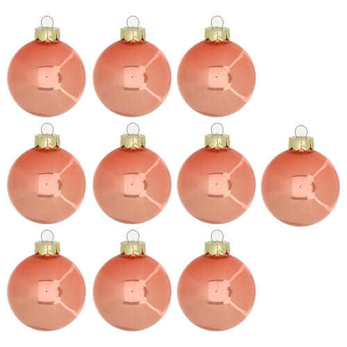 Set of 30 red-burgundy and antique pink recycled glass Christmas baubles 6 cm 5