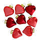 Box of 8 pcs Christmas baubles heart pink-red dark washed recycled glass 4 cm s2