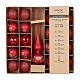 Box of red Christmas balls and tree topper, various sizes, glass 19 pcs s1