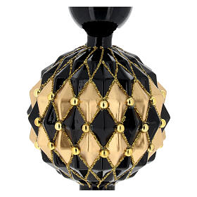 Tree topper for Christmas tree, 12 in, golden and black glass