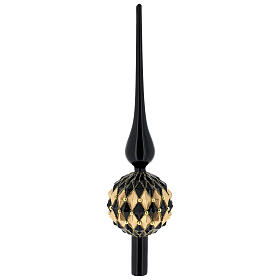 Puntale 31 cm albero Natale vetro color nero-oro