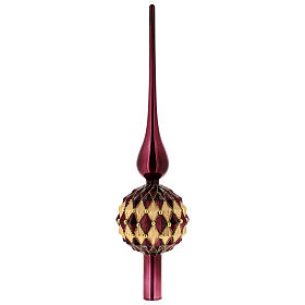 Puntale 31 cm albero Natale vetro color prugna-oro