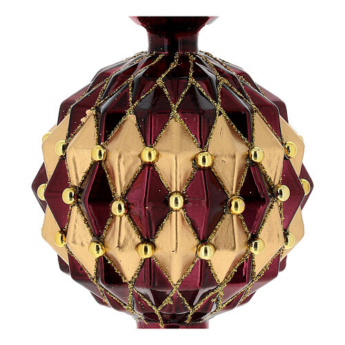 Puntale 31 cm albero Natale vetro color prugna-oro 2