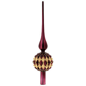 31 cm plum-gold glass Christmas tree topper