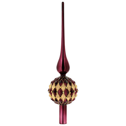 31 cm plum-gold glass Christmas tree topper 1