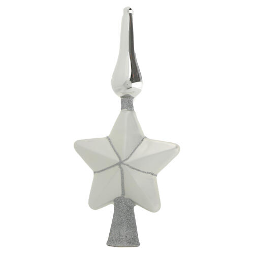 Christmas tree topper, star, silver glass, 12 in 4