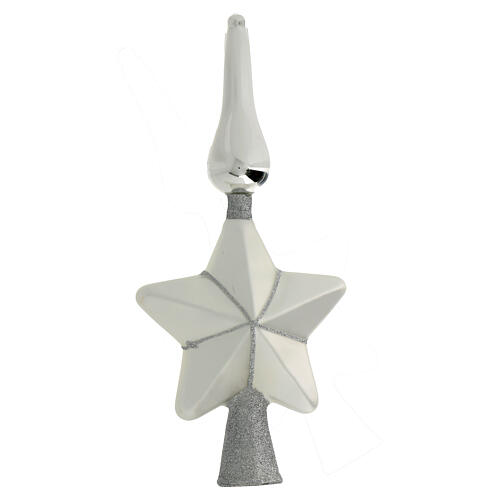 Punta árbol Navidad estrella plata vidrio 30 cm 2