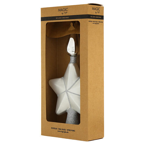 Puntale albero Natale stella argento vetro 30 cm 1