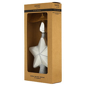 Silver glass star Christmas tree topper 30 cm