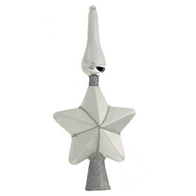 Silver glass star Christmas tree topper 30 cm