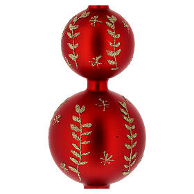 Puntale albero Natale rosso opaco-oro vetro 31 cm