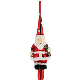 Ponteira Pai Natal vidro 30 cm árvore