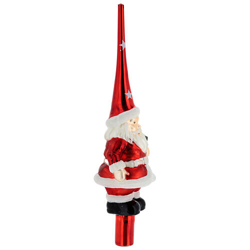 Santa Claus glass tree topper 30 cm 3